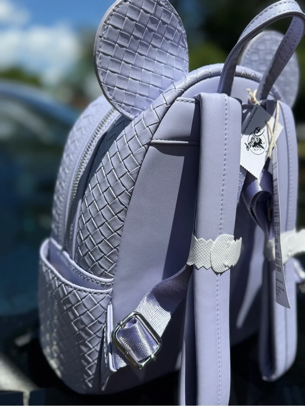 Loungefly Lavender Woven Faux Leather Mini Backpack with Ears